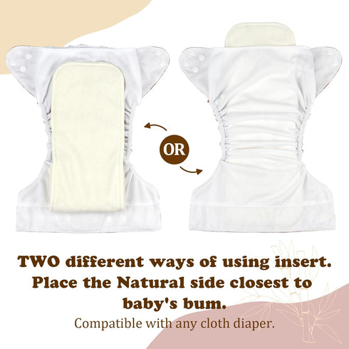 6-Layer Diaper(6 Pack) Mama Koala Natural Cotton Cloth Diaper Inserts, Adjustable and Reusable for Any Baby Cloth