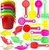 Playsets, 3.25" Set (24-Pack) The Dreidel Company Mini Beach Day Sand Bucket Play Box Includes, Pail, Shovel, Rake