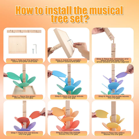 3-5 Set 4-8 8-12 (1.1inch Marble Run Wood Ball Drop Toy for Kids Toddlers Wooden Musical Tree Ball Run Toys for Years