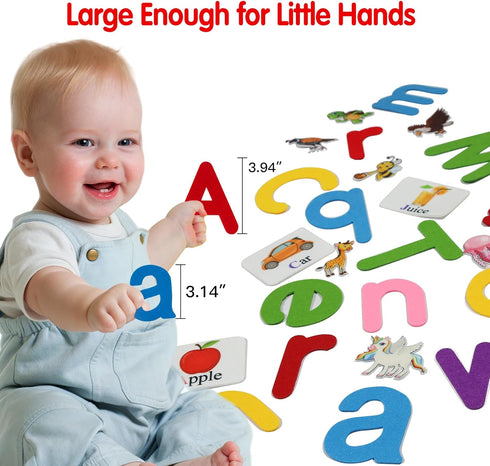 130 3 Craftstory Pcs Alphabet Learning Toys Letters-Felt Montessori Board for Toddlers with Flashcards Preschool