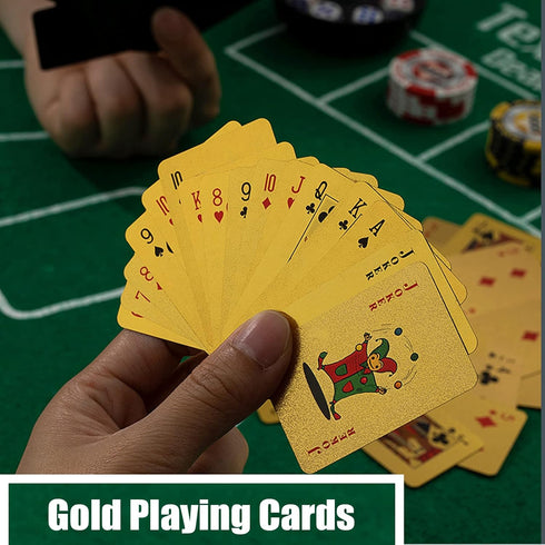 Mini Playing Cards, 2 Deck Cool Gold Poker Cards, Miniature Waterproof Foil Poker Cards for Teens and Adults