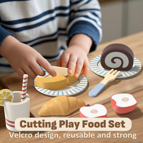 Set, 1-3, 3-5 Lehoo Castle Wooden Play Food Toy Food for Toddlers Pretend Play Kitchen Accessories, Cutting Food Toys