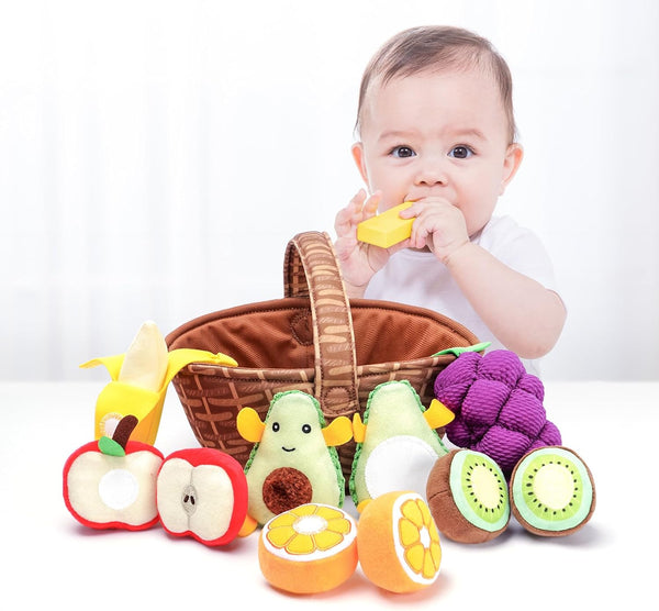 Jollybaby Plush Stuffed Cloth Fruit Food Toy Set for Toddler 1-3, Soft