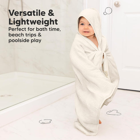 2-Pack, 30x30 KeaBabies Muslin Hooded Baby Towels for Newborn Girls, Boys - Organic Cotton Baby Bath Towels Hooded
