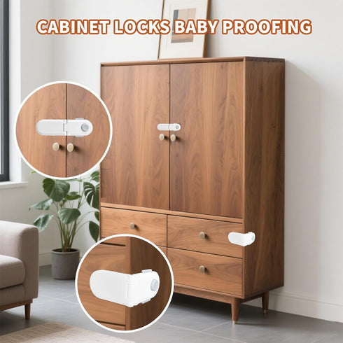 Locks2-Pack) Child Proof Cabinet Baby proofing Cabinet Drawer Door Latches Child Safety Locks no Tools Need or Drill