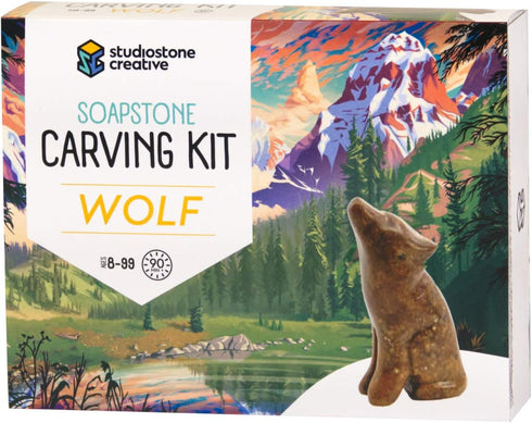 STUDIOSTONE CREATIVE DIY Arts & Crafts Carving Kit Kids Adults Wolf Sculpture