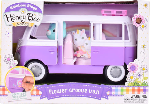 Sunny Days Entertainment Honey Bee Acres Rainbow Ridge Flower Groove Van - Purple Vehicle with Unicorn Figure