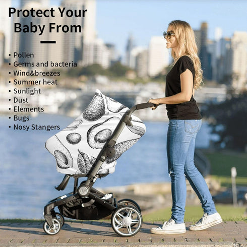 Schgap Hand Drawn Avocado Car Seat Covers Canopy for Baby Soft Stroller Cover Nursing Cover Breastfeeding Baby Carrier