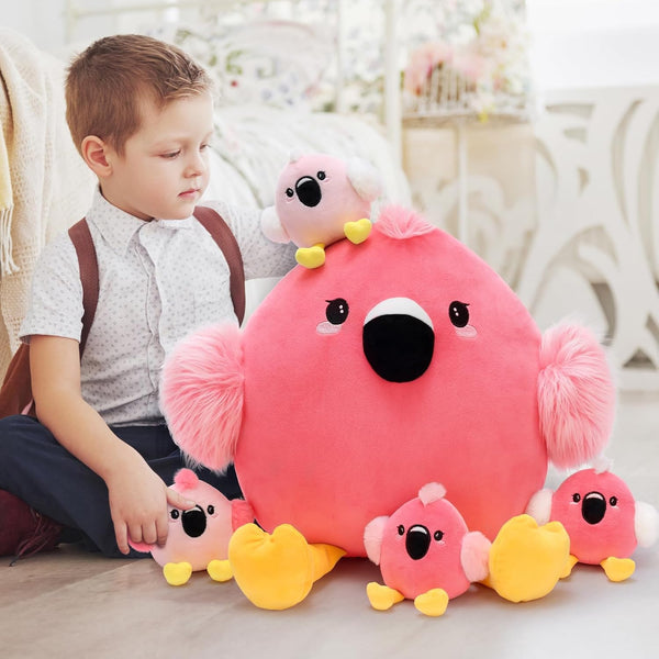 Tummy Mommy 4 Tezituor Pink Flamingo Stuffed Animal,Easter Valentines Gifts Flamingo Plush for Girls Kids Toddlers