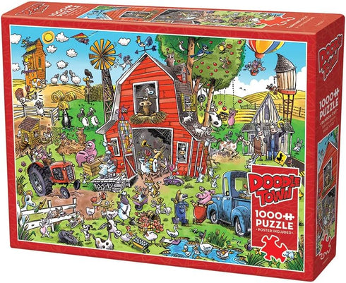 1000 Cobble Hill Piece Puzzle - DoodleTown: Farmyard Folly - Sample Poster Included