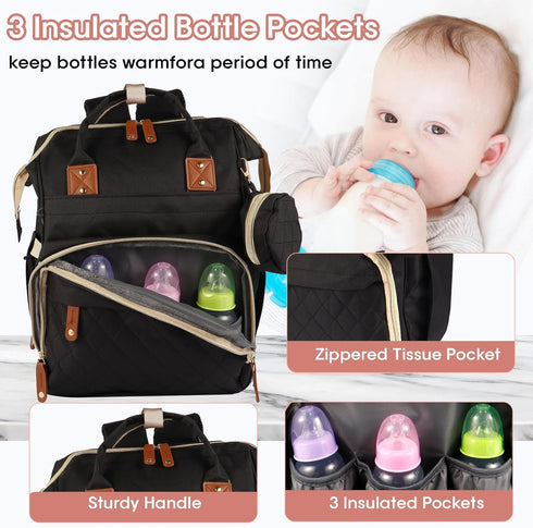 MosaiRudo Backpack Backpack Diaper Bag Baby Bag,Waterproof, Travel Diaper Bags with Pacifier Case for Baby Girl Boy