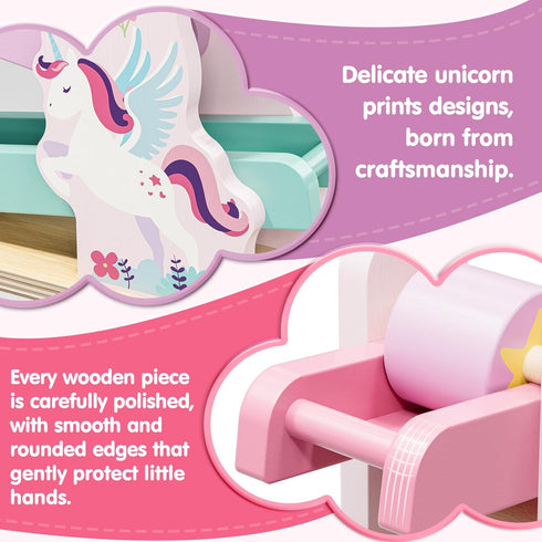 1 4 2 Lehoo Castle Wooden Car Ramp Toys for Year Old Girl Birthday Gifts, Unicorn Montessori Toys for One Year Old