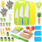 Kids Knife Set for Real Cooking - 4 Plastic Safe Knives, Crinkle Cutter, Y Peeler, Cutting Boards, Kitchen Gloves,