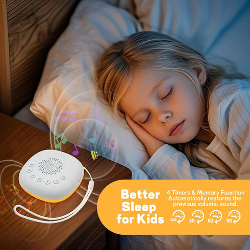 20 White Noise Machine for Baby Car Rides - Soothing Sounds, USB-C Rechargeable, Night Light for Strollers, Cribs