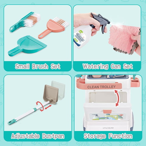 Set, 20 Set 3 4 5+Kids deAO Kids Cleaning PCS Pretend Play Housekeeping Supplies Kit ,Includes Real Working Vacuum