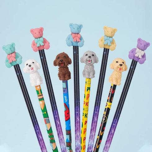 80 Pieces Cute Animal Pencil Erasers, Dog, Bear, Monkey, Squirrel, Mini Novelty Erasers for Party Favors, Classroom