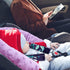 Baby Car Seat Head Support for Girls, Infant Carseat Insert Super Soft Fleece Newborn Headrest Seatbelt Covers for Car