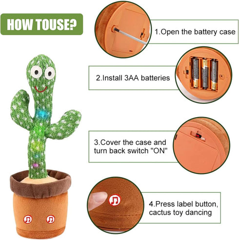 MIAODAM Dancing Cactus, Talking Baby Toy that Repeats Words, Plush Interactive Toy Singing 100 Songs for Kids and Adults