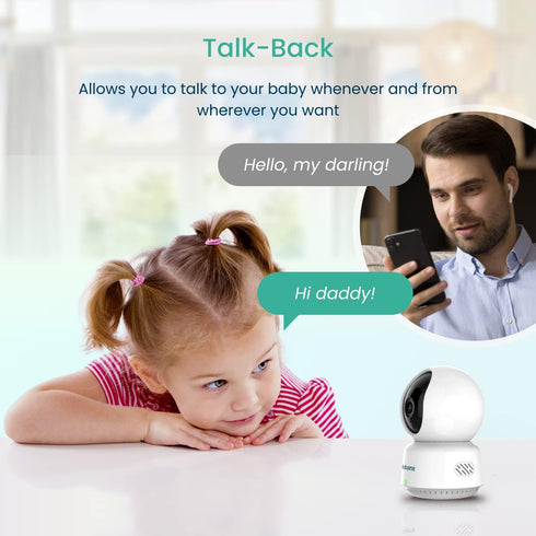Babysense 1080p See Smart WiFi Baby Monitor, Camera, HD Night Vision, Detect & Track Motion, Capture & Record - SD Card