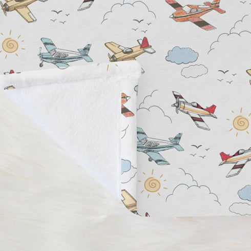 Selgkds 60x80inch Cute Planes Baby Blankets for Boys Girls Infants Toddler Crib Stroller Watercolor Airplanes Clouds
