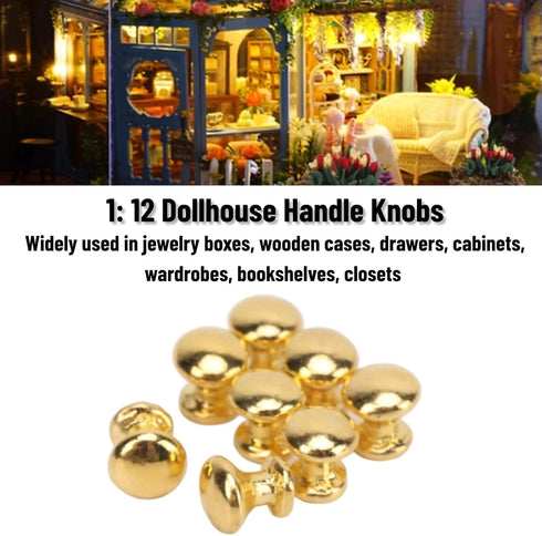 SPYMINNPOO 8Pcs 1:12 Scale Miniature Round Head Knobs, Metal Dollhouse Door Handle Knobs Furniture Knobs Accessories