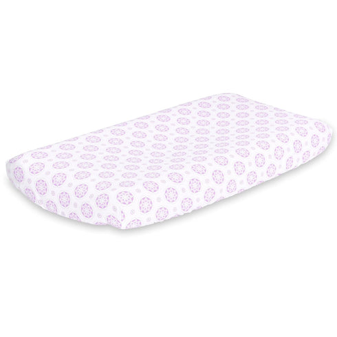 The Peanutshell Lilac Medallion Changing Pad Cover