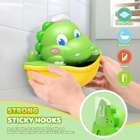 Baby Bath Toys Light-Up Bubble Machine, Automatic Bubble Maker with Cool Light for Kids Ages 1-8, Dinosaur Gifts