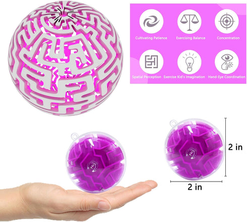 Yomwet 100 3D 3 6 7 8-10, Pcs Puzzle Maze Ball Mini Gravity Cube Puzzle Ball Toy for Kids Ages Educational Challenges