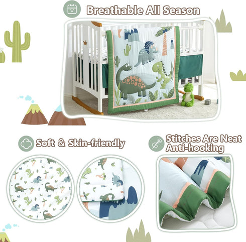 Set 3-Piece Set, Set, Set, Wowelife Dinosaur Crib Bedding for Boys, Premium Baby Crib Bedding Nursery Crib Newborn