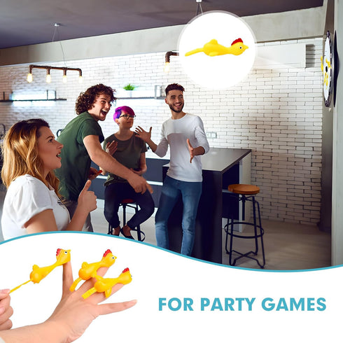 BUVUDI 30 Pieces Rubber Chicken Slingshot Rubber Chickens Flying Chicken Slingshot Flicken Chicken Game Finger