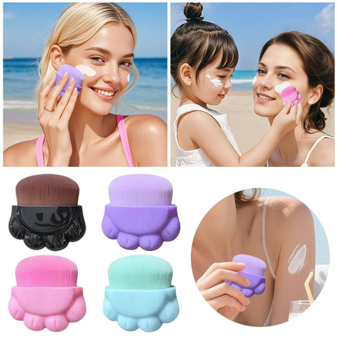 Generic Sunscreen Applicator - Cute Cat Paw Design Sunscreen Brush With Protective Cover, Sun Lotion Sunscreen