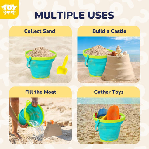 9 Pack Set 3 3 3 4-8 Summer TOY Life Sand Buckets Toys with Collapsible Beach Buckets Shovels and Rakes, Toddlers Beach