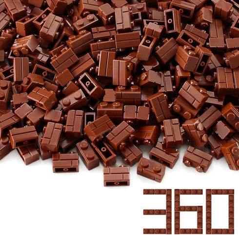 Feleph 360 Pieces 1x2 Masonry Profile Bricks Building Blocks for Wall Parts and Pieces Diverse Bulk Toy Set Compatible with Major Brands (Reddish Brown)