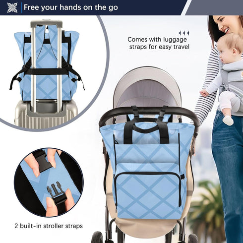 SUABO Backpack Baby Diaper Bag Blue Ice Cream Large Bag Waterproof Travel Diaper Bags for Moms and Dads