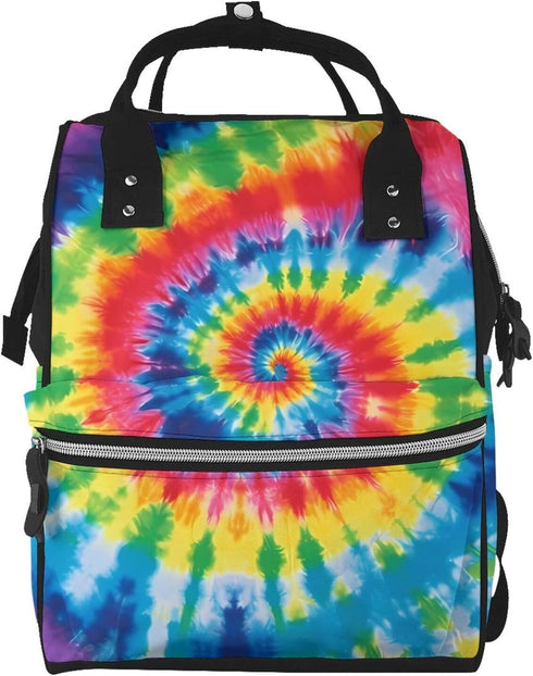 HCBPWVQA tie dye rainbow Diaper Bag with Changing Pad and Pacifier Holder, Multifunction
