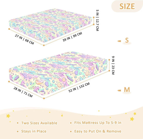 miaozhen 1 Pack 52x28 Cotton Baby Crib Sheets Soft Comfy Witch Potion Cartoon Toddler Mattress Sheet for Nursery