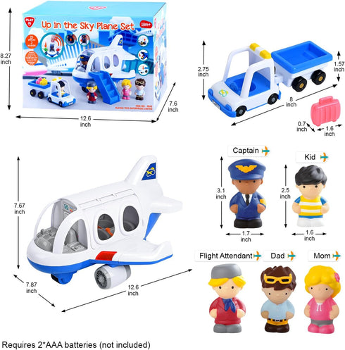 PLAY Airplane Toy for Kids, Toddler Travel Plane Toys 2+ Years Old, Musical Toy Airplane with Lights, Small Figures &