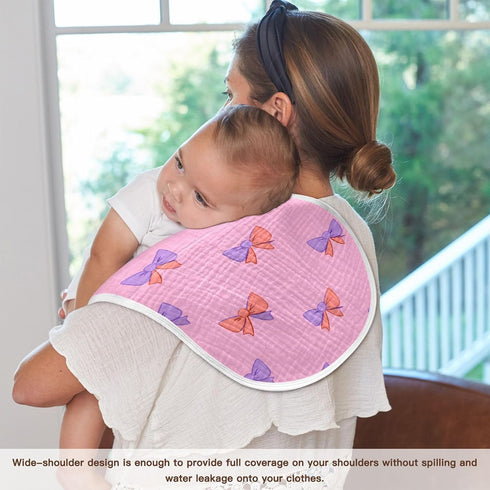 decor gift 4 Pack 22x11in Cotton Large Burp Cloths for Baby Soft and Absorbent Pink Bow Lilac and Peach washcloths
