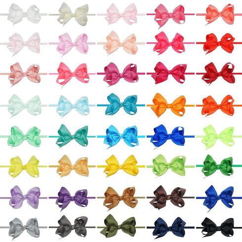 CÉLLOT 40 Colors Baby Bow Headbands, 3" Super Soft Nylon Hair Bows for Baby Girls, Infants, Newborns