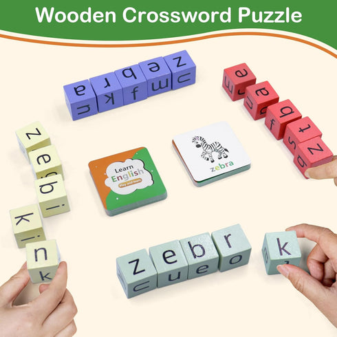 Word Spelling Game | Matching Letter Game for Kids, Fast-paced Word Race Cube Game, 54pcs Flash Cards