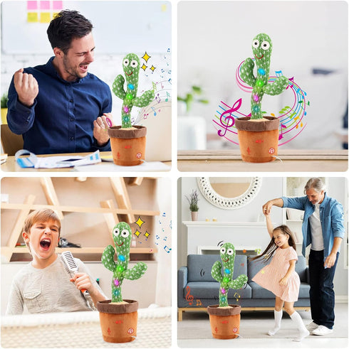 MIAODAM Volume Adjustable Dancing Cactus Toy, Colorful Glowing Plush Toy Singing 120 Songs for Kids