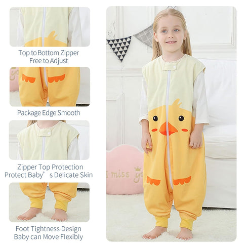 MICHLEY Toddler Sleeping Sack with Feet, Newborn Infant Sleeveless Sleeping Bag for Walkers (Duck, 3-5T)
