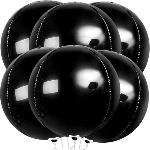 KatchOn Large Black Mylar Balloons, 22 Inch, Pack of 6 for Birthday, Anniversary, Halloween Decorations