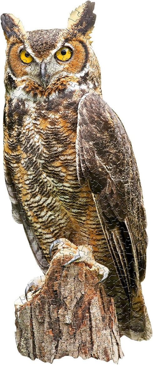 Madd Capp: I AM Great Horned OWL - 300 Piece Jigsaw Puzzle, Bird-Shaped Puzzle, 29x12 Finished Size, Includes Fun Fact Booklet