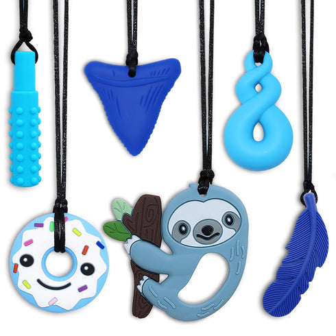 Chew Necklaces for Sensory Kids Boys Girls, 6 Pack Chewy Necklace Sensory