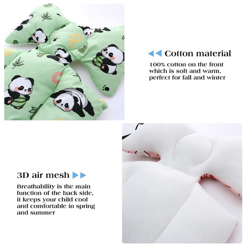 Breathable3D Baby Seat Pad Liner for StrollerSoft and Air Mesh Cotton Universal Baby Stroller Cushion(Green Panda)