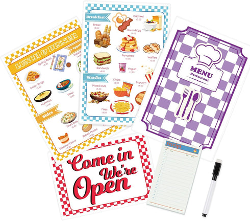 SHIQIKEJIPTY Set Set 2 60Page Set 4 Diner Restaurant Play Food Play Kitchen Accessories Restaurant Toy Double Sided