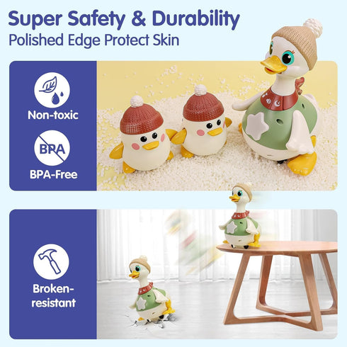 6-12 Set Tummy 1 HOLA Baby Toys Months Musical Dancing Duck Toy with Mama and Babys Time Toys, Crawling and Interaction