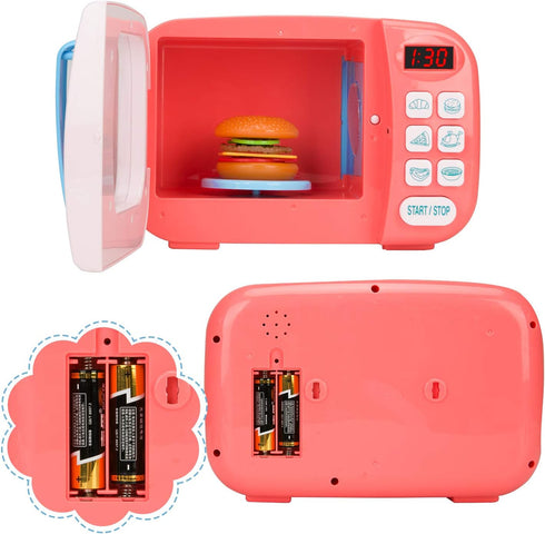 BoterLun Set 6 3+ Microwave Toys Kitchen Play with Light Sound,Kids Pretend Play Electronic Oven with Play Food