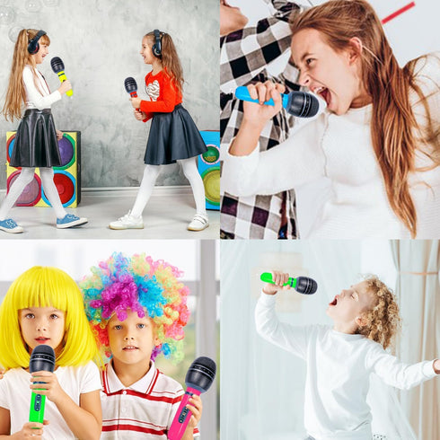 10 PCS Inflatable Microphones, Blow up Microphone Plastic Toy for Sing Birthday Party Decorations, Musical Supplies